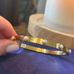 Tory Burch pearl golden cuff size M
